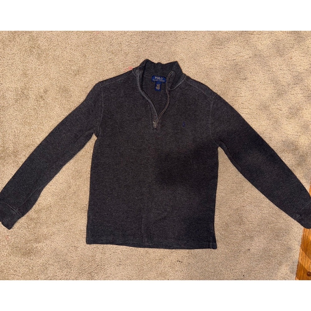 Grey RALPH LAUREN POLO Quarter Zip Mock Neck Sweater Sz L